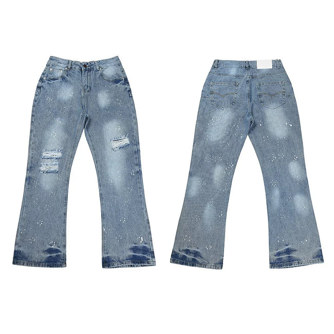 Gallery Dept Bleach Spot Light‑Wash Flare Jeans Hover Image