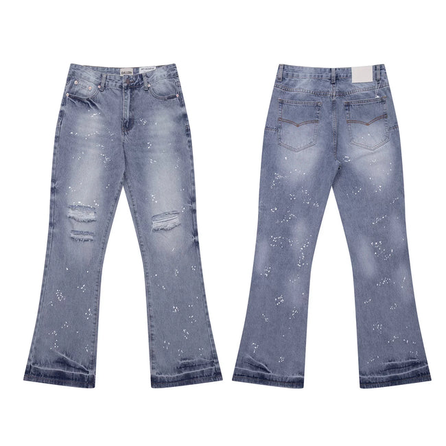 Gallery Dept Light‑Wash Ripped Paint‑Speck Jeans Hover Image