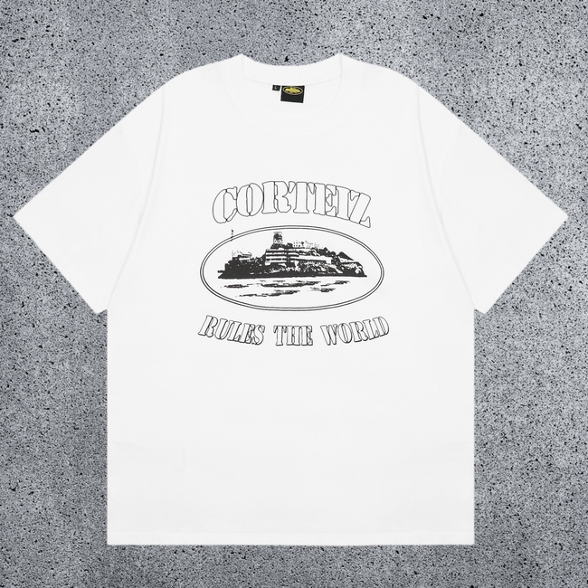 CORTEIZ Devil's Island Short sleeved Cotton Round Neck Printed American Street Loose T-shirt 2024 Spring New INS Trendy Brand (1) Hover Image