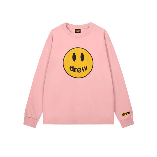Drew Light Pink Smiley Graphic Oversized Long-Sleeve T-Shirt Hover Image