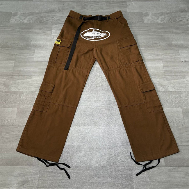 Corteiz American high street fashion brand men's outdoor sports and leisure loose multi pocket camouflage workwear pants FOG (7) Hover Image