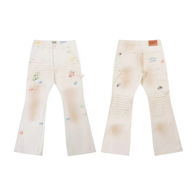 Gallery Dept Cream Multi‑Color Art Print Flare Jeans Hover Image