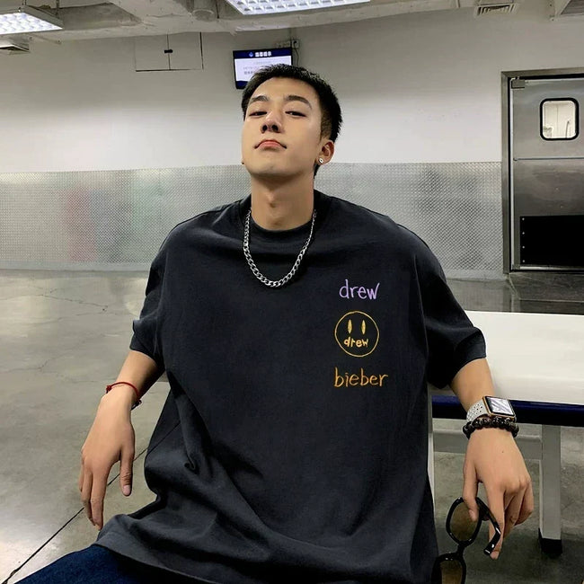 Drew House Drew Bieber Logo Short Sleeve Tee, Charcoal Black Hover Image