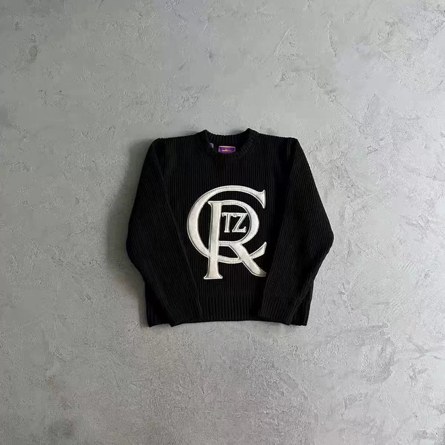Corteiz Vibe European American cross-border personalized street Y2K loose pullover sweater round neck knit sweater ins (7) Hover Image