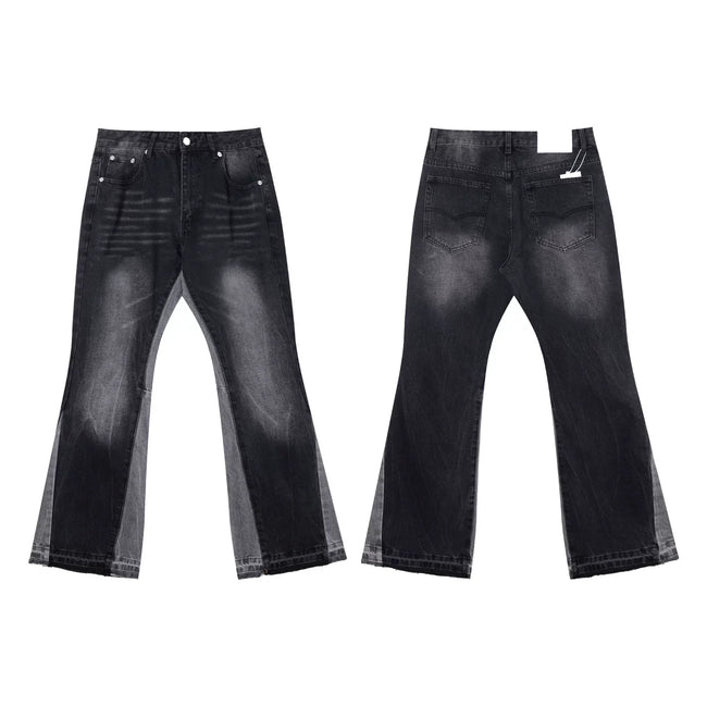 Gallery Dept Black‑Mesh Splice Flare Jeans Hover Image