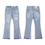 Gallery Dept Light‑Wash Ripped Paint‑Speck Flare Jeans