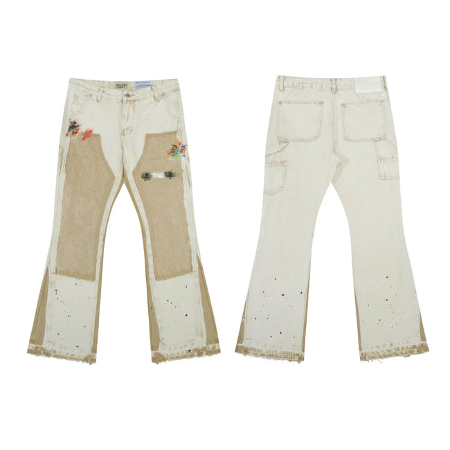 Gallery Dept Beige Floral Patch‑Work Flare Jeans Hover Image