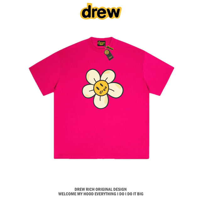 Drew House Daisy Smiley Graphic Oversized Cotton T-Shirt, Hot Pink Hover Image