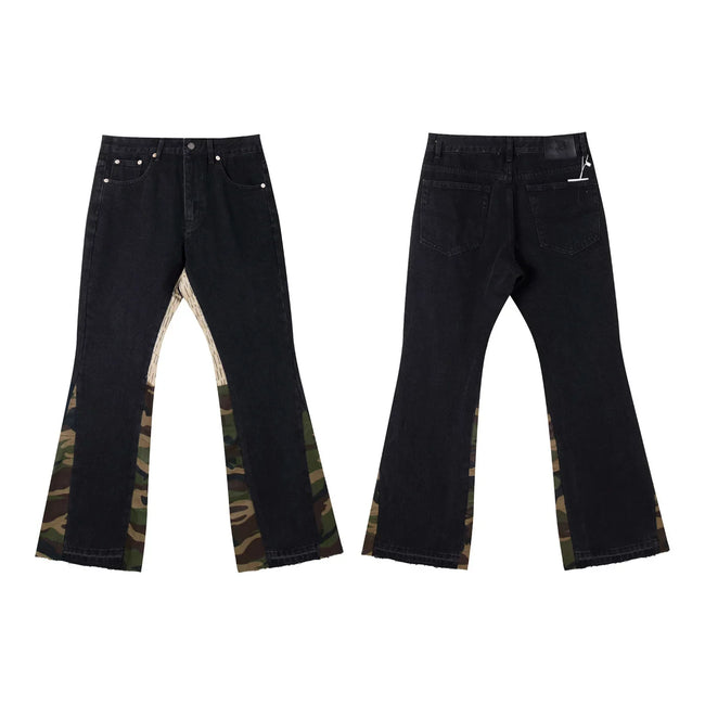Gallery Dept Camo‑Panel Black Flare Jeans Hover Image