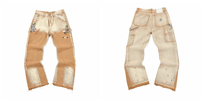 Gallery Dept Tan Patchwork Distressed Jeans Hover Image