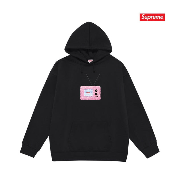 Supreme TV Logo Hoodie – Black Hover Image