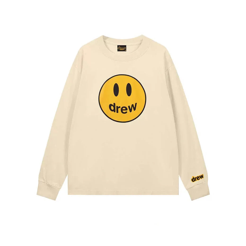 Drew Apricot Smiley Graphic Oversized Long-Sleeve T-Shirt