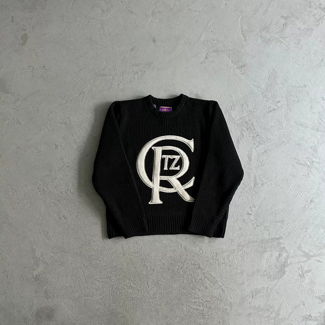 Corteiz American Street Hip Hop Embroidered Alphabet Stand up Collar Pulley Cardigan Knitted Sweater Men's Trendy Brand Jacket (9) Hover Image