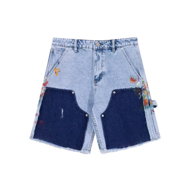 Gallery Dept Light‑Blue Dark‑Patch Floral Shorts Hover Image