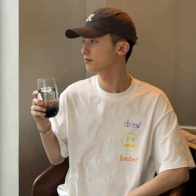 Drew House Drew Bieber Logo Short Sleeve Tee, Whitert Sleeve T-shirt Hover Image