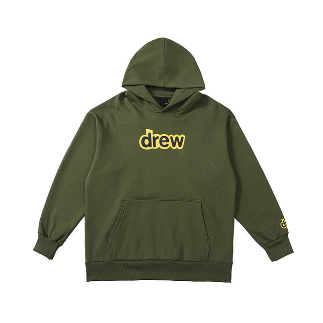 Drew House Classic Logo Olive Green Unisex Oversized Fleece Hoodie Hover Image
