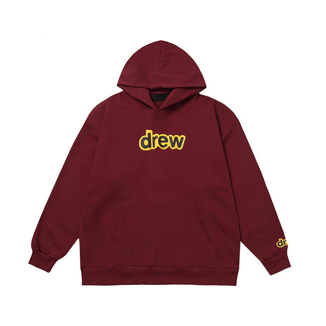 Drew House Classic Logo Burgundy Unisex Oversized Fleece Hoodie Hover Image