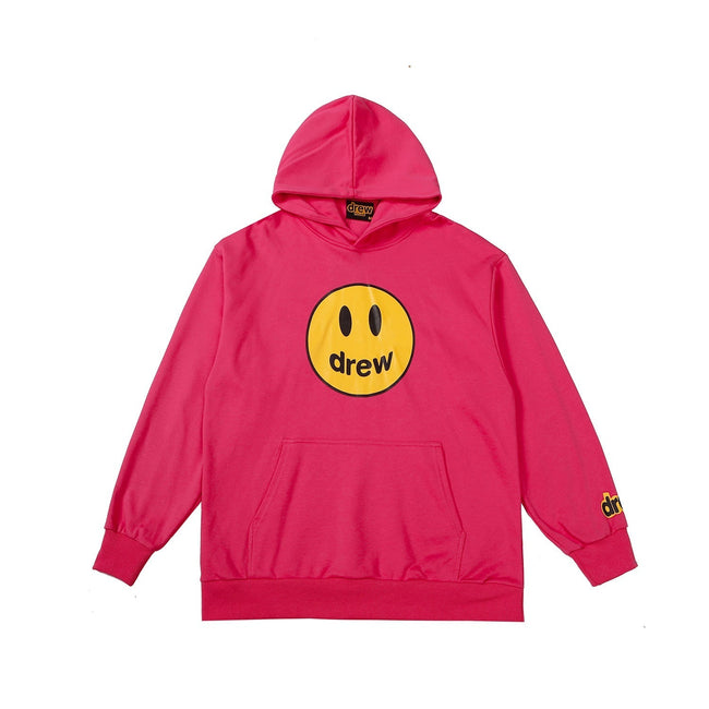 Drew House Mascot Smiley Logo Rose Red Unisex Oversized Fleece Hoodie Hover Image