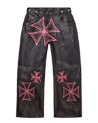 Vale Forever Croxxx Leather Pants — Bubblegum (Black / Pink)
