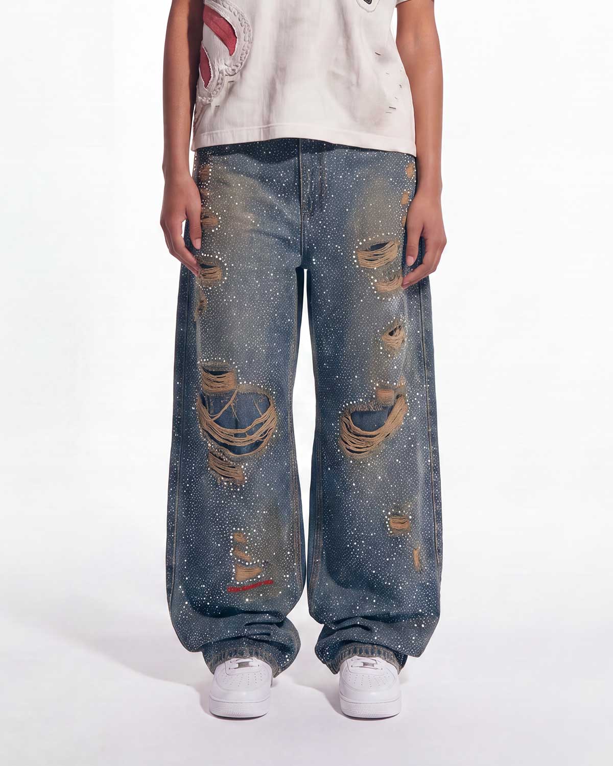 Vale Forever Iced Out Denim Pants — Blue