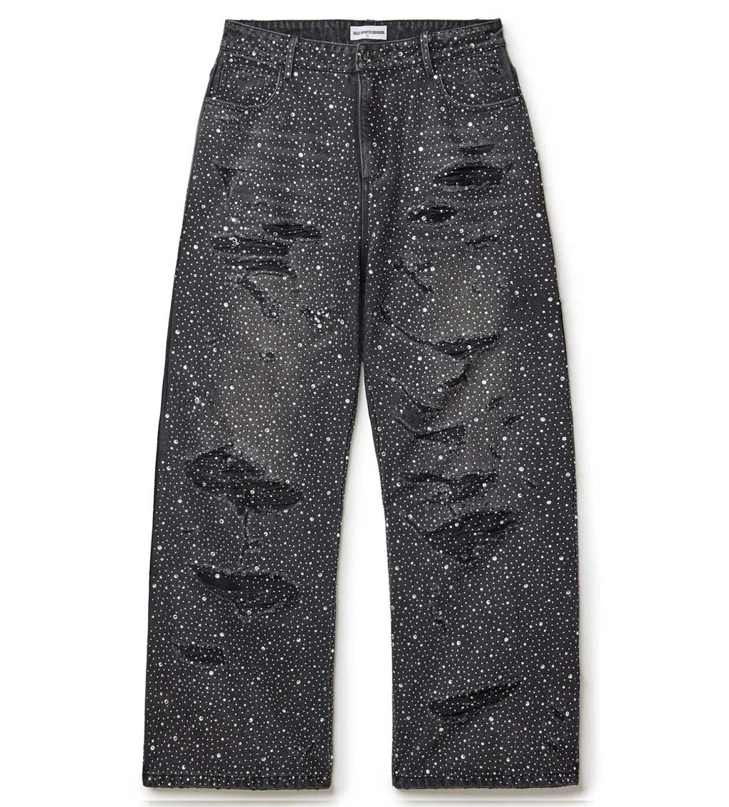 Vale Forever Rain Rhinestone Denim Jeans — Black