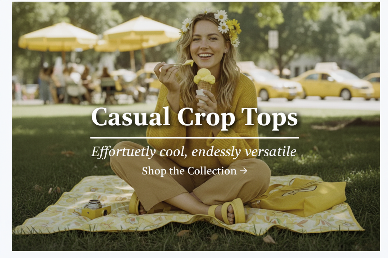 Casual Crop Tops Center Text